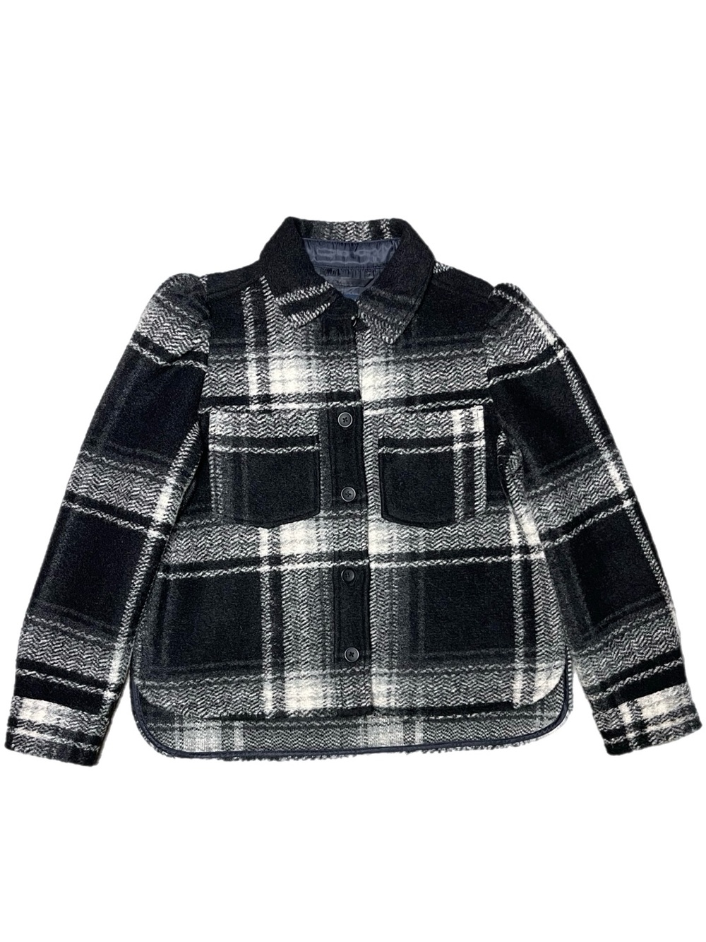 Gap Flannel Pattern Wool-Blend Button-Down Jacket
